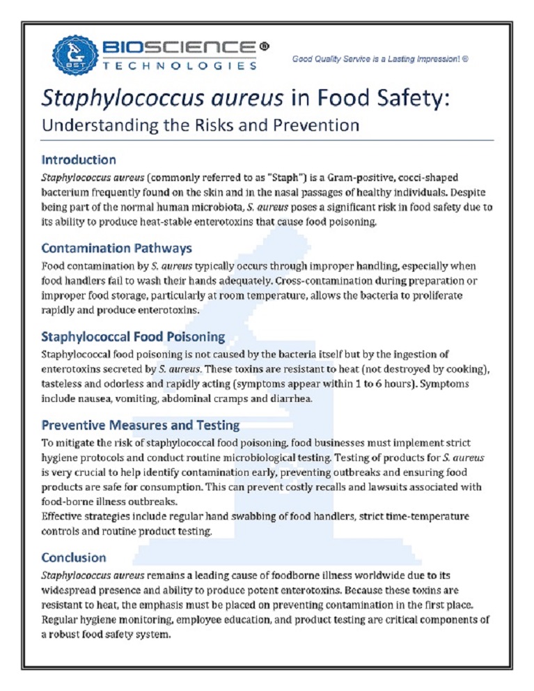 Staphylococcus aureus in Food Safety